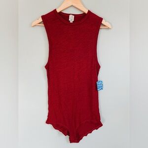 NWT Intimately Free People Terracotta Sleeveless Linen Blend BodySuit Size XS